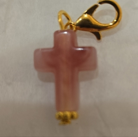 Accessories - Pink Cross Charm with Gold Clasp